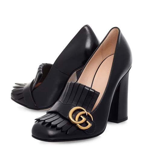 black gucci heel|Gucci marmont fringe heels.